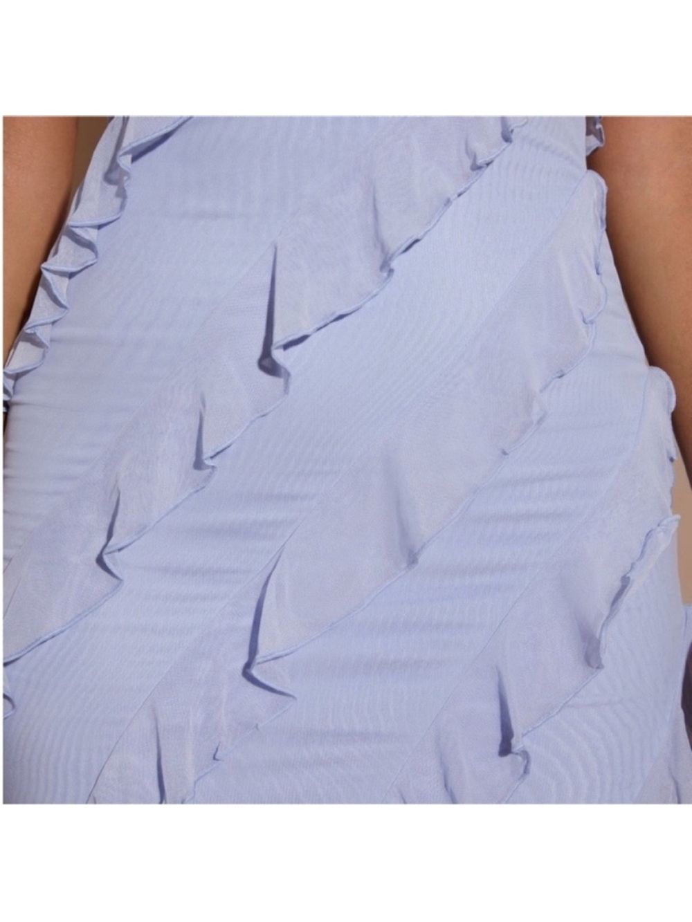 Strapless Light Lavender Ruffle Mini Dress - Picture 9 of 9